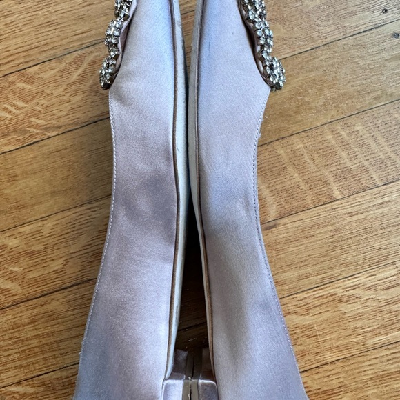 AUTHENTIC Manolo Hangisi Crystal-Buckle Satin Flats - Picture 5 of 5